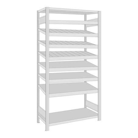 Regalwerk BERT-Regalmodul 5 Grundfeld HxBxT 2000x1005x500 mm Stecksystem Rahmen RAL 7035