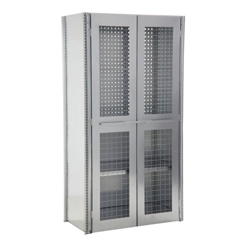 Regalwerk BERT-Werkstatt-Regalschrank mit Gitterflügeltüre Grundfeld HxBxT 2000x1005x500mm