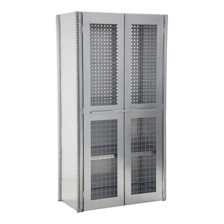 Regalwerk BERT-Werkstatt-Regalschrank mit Gitterflügeltüre Grundfeld HxBxT 2000x1005x500mm