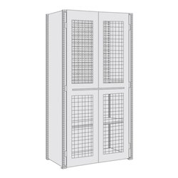 Regalwerk BERT-Werkstatt-Regalschrank mit Gitterflügeltüre Grundfeld HxBxT 2000x1005x500mm