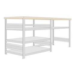Regalwerk BERT-Werktisch Typ 3 HxBxT 880x2100x700 mm 1x1 Ebene, 1x3 Ebene Belastung 150 kg