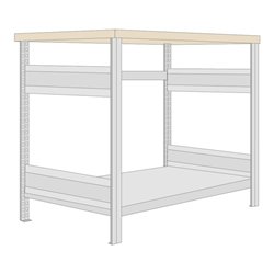 Regalwerk BERT-Werktisch Typ 1 HxBxT 880x1100x700 mm 1 Ebenen Stahlboden Belastung 150 kg