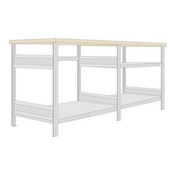 Regalwerk BERT-Werktisch Typ 2 HxBxT 880x2100x700 mm 1 Ebenen Stahlboden Belastung 150 kg