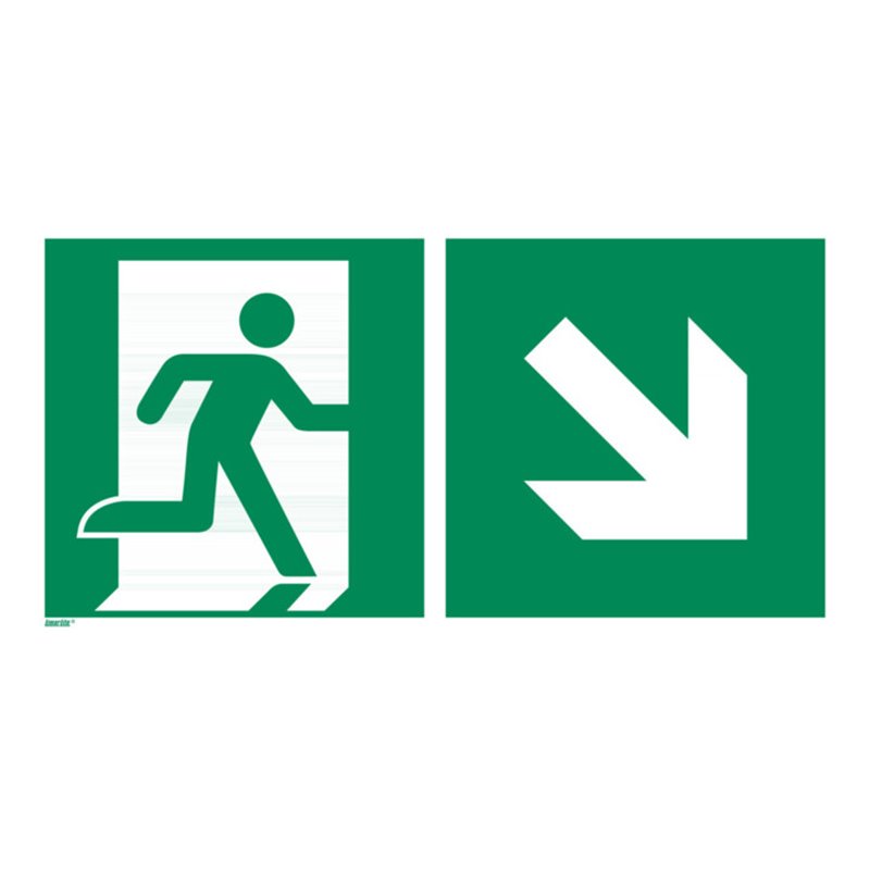 Rettungszeichen Rettungsweg rechts abwärts, Typ: 15300