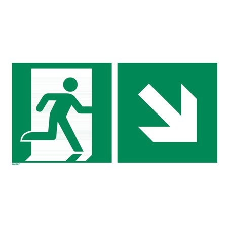 Rettungszeichen Rettungsweg rechts abwärts, Typ: 15300