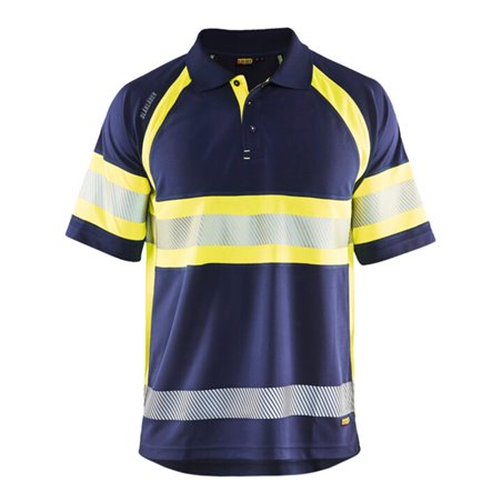 Blakläder Warnschutz Polo-Shirt, marineblau / gelb, Unisex-Größe: M