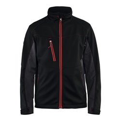 Blakläder Softshell Jacke Service Plus, schwarz / rot, Unisex-Größe: 2XL