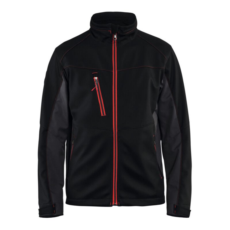 Blakläder Softshell Jacke Service Plus, schwarz / rot, Unisex-Größe: L