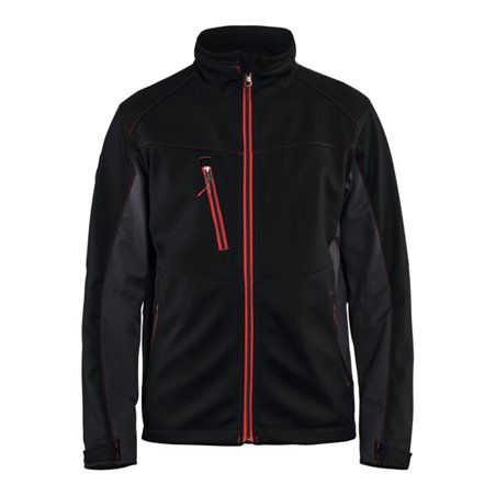 Blakläder Softshell Jacke Service Plus, schwarz / rot, Unisex-Größe: L