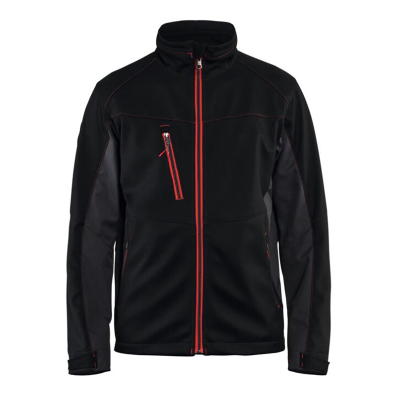 Blakläder Softshell Jacke Service Plus, schwarz / rot, Unisex-Größe: XL