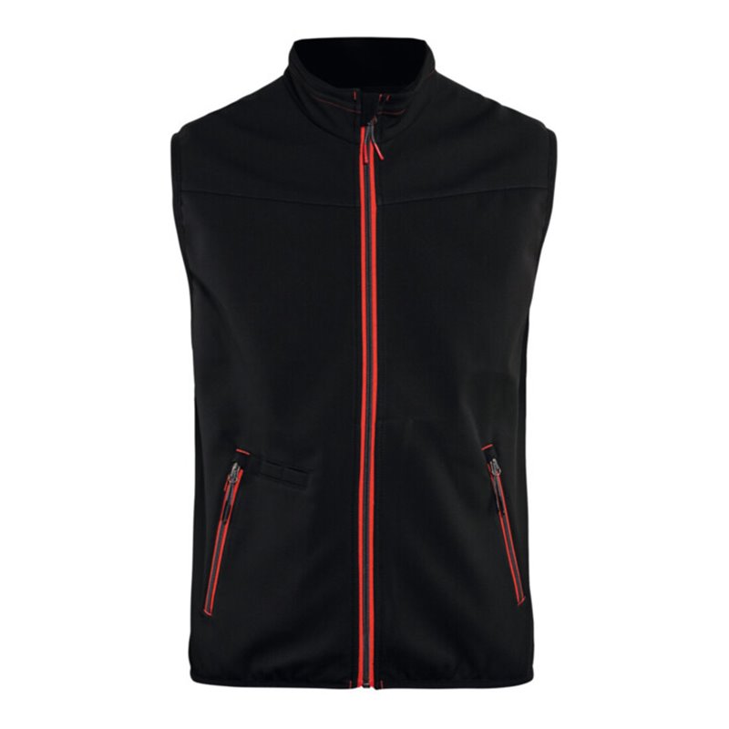 Blakläder Softshell Weste Service Plus, schwarz / rot, Unisex-Größe: L