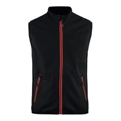 Blakläder Softshell Weste Service Plus, schwarz / rot, Unisex-Größe: XL