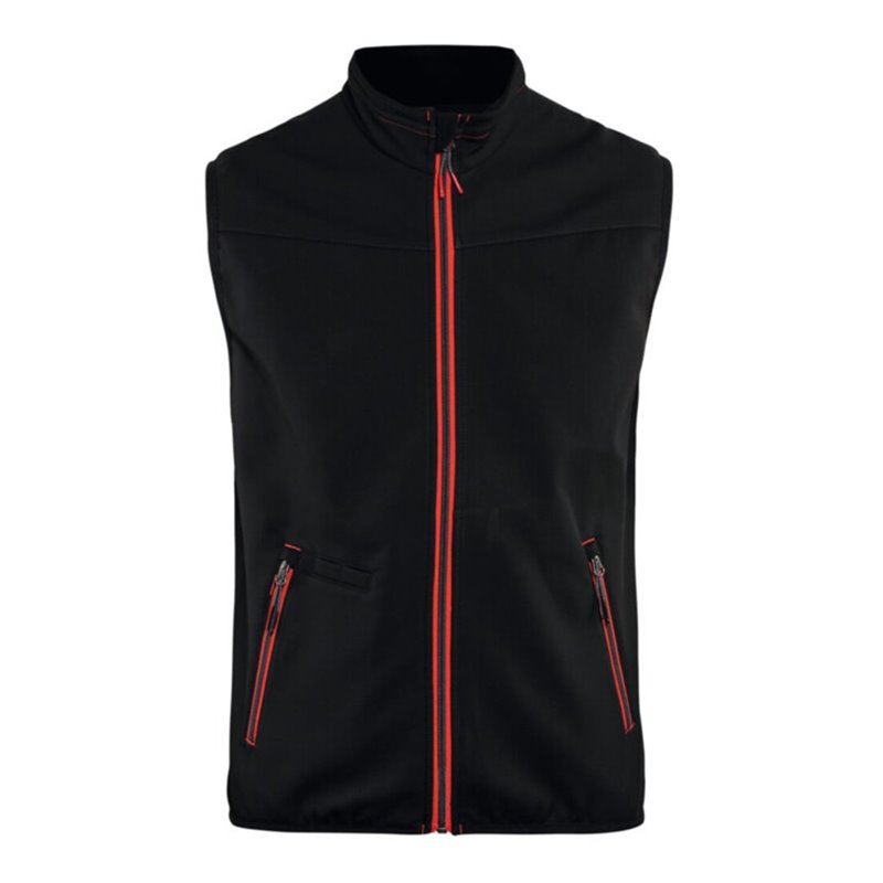 Blakläder Softshell Weste Service Plus, schwarz / rot, Unisex-Größe: XL