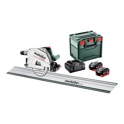 Metabo Akku-Tauchkreissäge KT 18 LTX 66 BL Set mit Führungsschiene FS 160 metaBOX 340 18V 2x8Ah LiHD + ASC 145