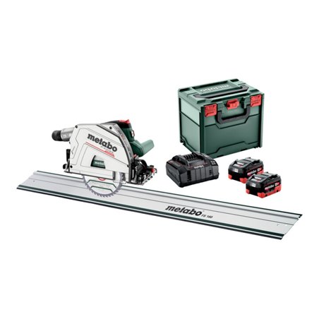 Metabo Akku-Tauchkreissäge KT 18 LTX 66 BL Set mit Führungsschiene FS 160 metaBOX 340 18V 2x8Ah LiHD + ASC 145