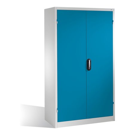 C+P Magazinschrank mit 92 Sichtlagerkästen, H1950xB1100xT535mm Front Lichtblau Korpus Lichtgrau