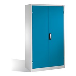 C+P Magazinschrank mit 97 Sichtlagerkästen und 3 Schubladen, H1950xB1100xT535mm Front Lichtblau Korpus Lichtgrau