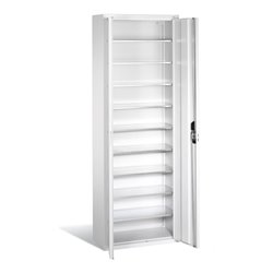 C+P Magazinschrank mit 9 Böden zur Aufnahme von Sichtlagerkästen, H1980xB700xT300mm Front Lichtgrau Korpus Lichtgrau