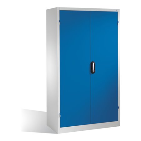 C+P Magazinschrank mit 97 Sichtlagerkästen und 3 Schubladen, H1950xB1100xT535mm Front Enzianblau Korpus Lichtgrau