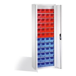 C+P Magazinschrank mit 48 Sichtlagerkästen, H1980xB700xT300mm Front Lichtgrau Korpus Lichtgrau