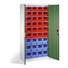 C+P Magazinschrank mit 26 Sichtlagerkästen, H1980xB1000xT420mm Front Resedagrün Korpus Lichtgrau