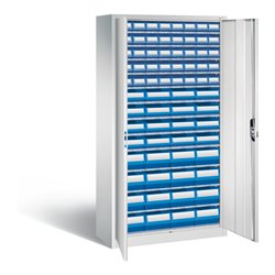 C+P Magazinschrank mit 72 Regalkästen, H1980xB1000xT420mm Front Lichtblau Korpus Lichtgrau