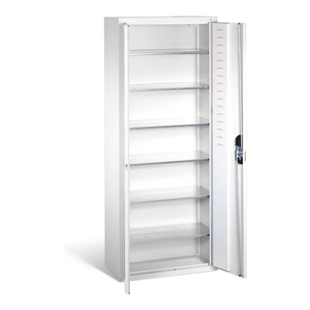 C+P Magazinschrank mit 6 Böden zur Aufnahme von Sichtlagerkästen, H1690xB700xT300mm Front Lichtgrau Korpus Lichtgrau
