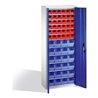 C+P Magazinschrank mit 60 Sichtlagerkästen, H1690xB700xT300mm Front Enzianblau Korpus Lichtgrau