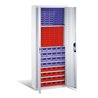 C+P Magazinschrank mit 138 Sichtlagerkästen, H1690xB700xT300mm Front Lichtgrau Korpus Lichtgrau