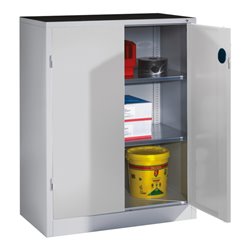 C+P Schwerlast-Beistellschrank mit Drehtüren, innen 2 Böden, H1200xB930xT500mm Front Lichtgrau Korpus Lichtgrau