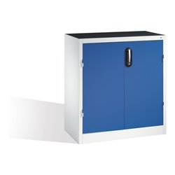 C+P Schwerlast-Beistellschrank mit Drehtüren, innen 1 Boden, H1000xB930xT500mm Front Enzianblau Korpus Lichtgrau