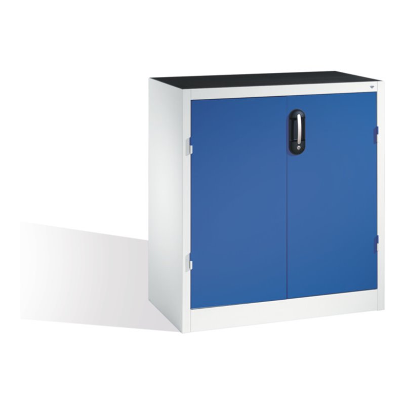 C+P Schwerlast-Beistellschrank mit Drehtüren, innen 1 Boden, H1000xB930xT500mm Front Enzianblau Korpus Lichtgrau
