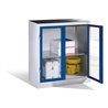 C+P Werkzeug-Beistellschrank mit Sichtfenster-Drehtüren, 1 Boden, H1000xB930xT500mm Front Enzianblau Korpus Lichtgrau