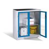 C+P Werkzeug-Beistellschrank mit Sichtfenster-Drehtüren, 1 Boden, H1000xB930xT500mm Front Lichtblau Korpus Lichtgrau