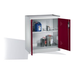 C+P Umwelt-Beistellschrank mit Drehtüren, 2 Wannenböden, H1020xB930xT500mm Front Rubinrot Korpus Lichtgrau