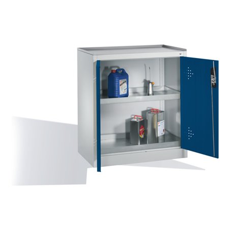 C+P Umwelt-Beistellschrank mit Drehtüren, 2 Wannenböden, H1020xB930xT500mm Front Enzianblau Korpus Lichtgrau