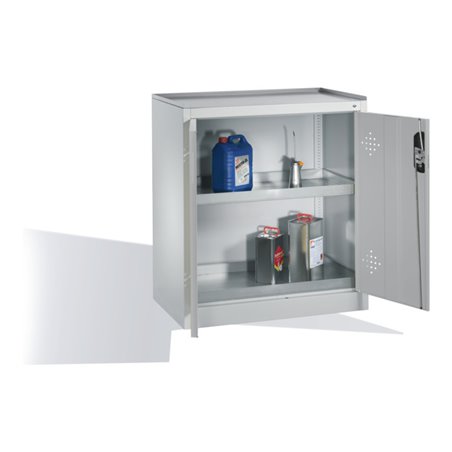 C+P Umwelt-Beistellschrank mit Drehtüren, 2 Wannenböden, H1020xB930xT500mm Front Lichtgrau Korpus Lichtgrau