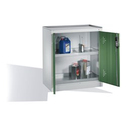 C+P Umwelt-Beistellschrank mit Drehtüren, 2 Wannenböden, H1020xB930xT500mm Front Resedagrün Korpus Lichtgrau