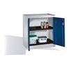 C+P Umwelt-Beistellschrank mit Drehtüren, 2 Polyethylen-Wannen, H1020xB930xT500mm Front Enzianblau Korpus Lichtgrau