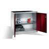 C+P Werkzeug-Beistellschrank mit Drehtüren, innen 1 Boden, H1000xB1200xT400mm Front Rubinrot Korpus Lichtgrau