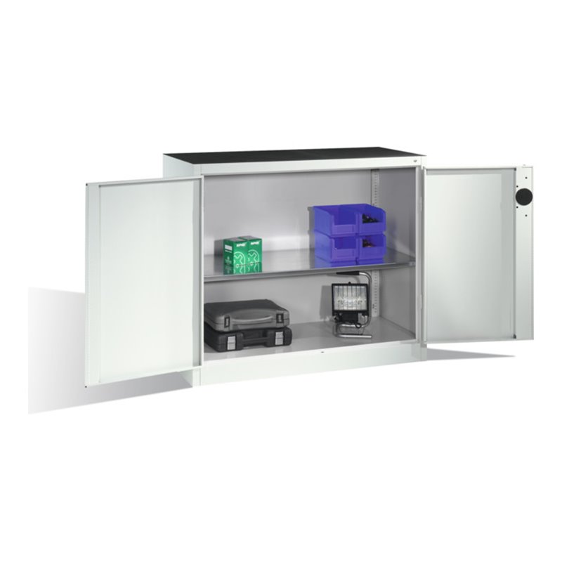 C+P Schwerlast-Beistellschrank mit Drehtüren, innen 1 Boden, H1000xB1200xT500mm Front Lichtgrau Korpus Lichtgrau
