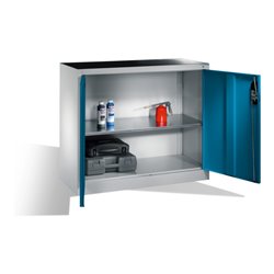 C+P Werkzeug-Beistellschrank mit Drehtüren, innen 1 Boden, H1000xB1200xT400mm Front Lichtblau Korpus Lichtgrau