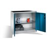 C+P Werkzeug-Beistellschrank mit Drehtüren, innen 1 Boden, H1000xB1200xT400mm Front Lichtblau Korpus Lichtgrau