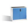 C+P Werkzeug-Beistellschrank mit Drehtüren, 2 Böden und 3 Schübe, H1000xB1200xT500mm Front Lichtblau Korpus Lichtgrau