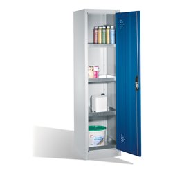 C+P Umweltschrank mit Drehtür, 4 Wannenböden, H1950xB500xT500mm Front Enzianblau Korpus Lichtgrau