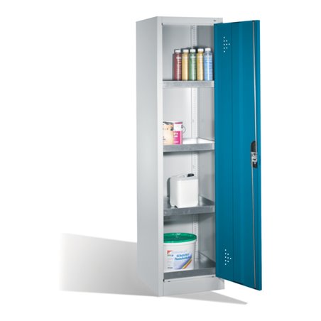 C+P Umweltschrank mit Drehtür, 4 Wannenböden, H1950xB500xT500mm Front Lichtblau Korpus Lichtgrau