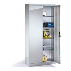 C+P Werkzeugschrank mit Drehtüren, innen 4 Böden, H1950xB930xT400mm Front Lichtgrau Korpus Lichtgrau