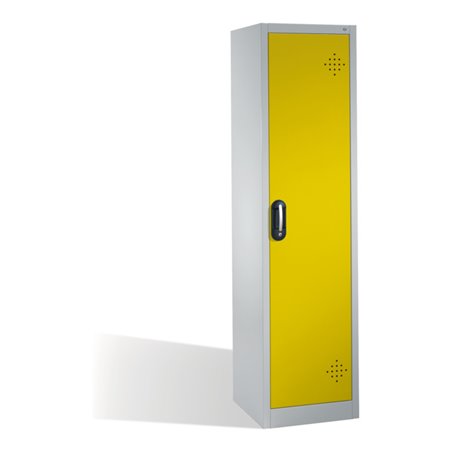 C+P Umweltschrank mit Drehtür, 4 Polyethylen-Wannen, H1950xB500xT500mm Front Verkehrsgelb Korpus Lichtgrau