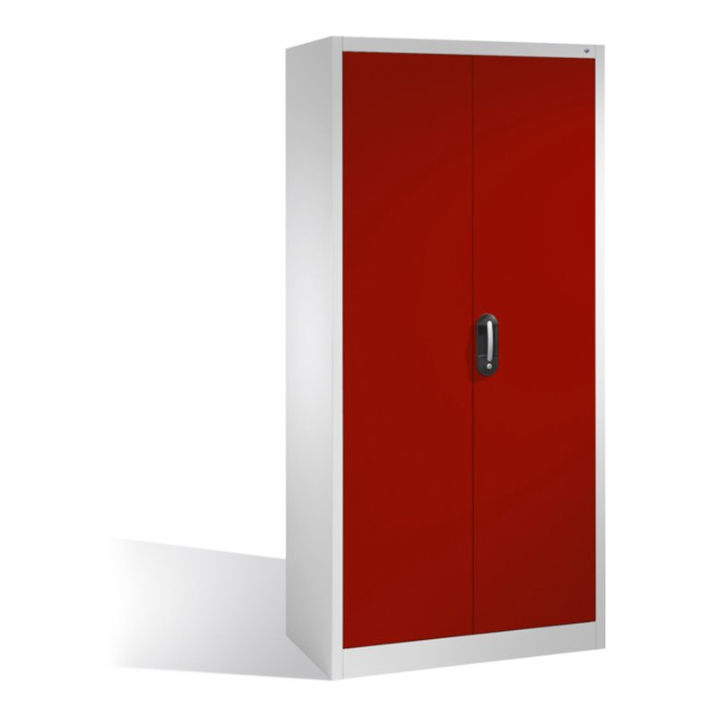 C+P Werkzeugschrank mit Drehtüren, innen 4 Böden, H1950xB930xT400mm Front Rubinrot Korpus Lichtgrau