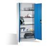 C+P Werkzeugschrank mit Drehtüren, innen 4 Böden, H1950xB930xT400mm Front Lichtblau Korpus Lichtgrau